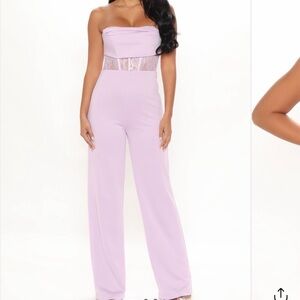Fashion Nova Lavender Lace Detail Jumpsuit